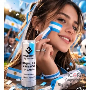 MAQUILLAJE ARTISTICO LABIAL DUO BLANCO Y CELESTE (BLISTER X 3 UNIDADES - 12 GR)